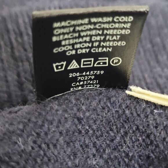 ANN TAYLOR Women’s XS Navy Wool Cashmere Sweater Ribbon Tie Sleeve Mock Neck - Picture 8 of 8